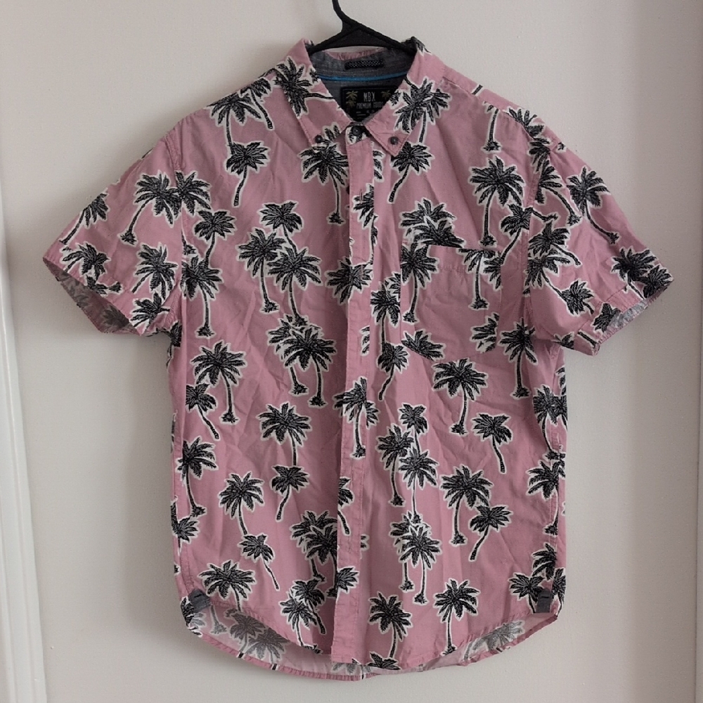 Pink Palm Tree Print Men's Shirt